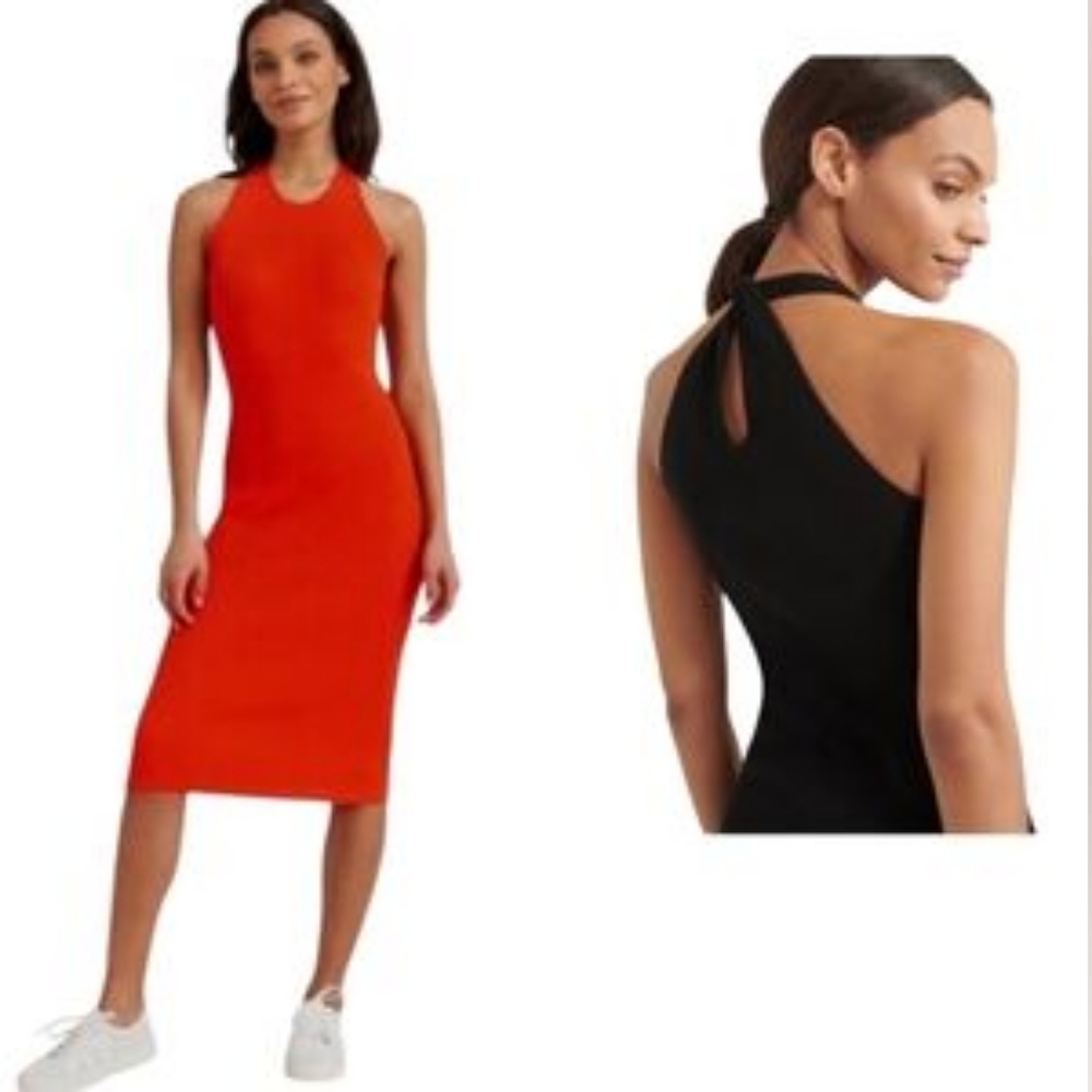 MODERN CITIZEN Racerback Knit Column Dress Tangerine Orange Red M 6 8 - Picture 10 of 10